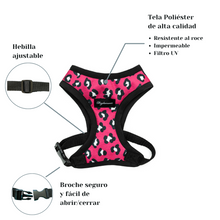Cargar imagen en el visor de la galería, arnés para perro animal print fucsia