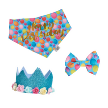 Cargar imagen en el visor de la galería, Set Feliz Cumpleaños Balloons - Corona Floral Turquesa