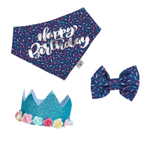 Cargar imagen en el visor de la galería, Set Feliz Cumpleaños Confetti - Corona Floral Turquesa