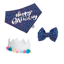 Cargar imagen en el visor de la galería, Set Feliz Cumpleaños Confetti - Corona Floral White
