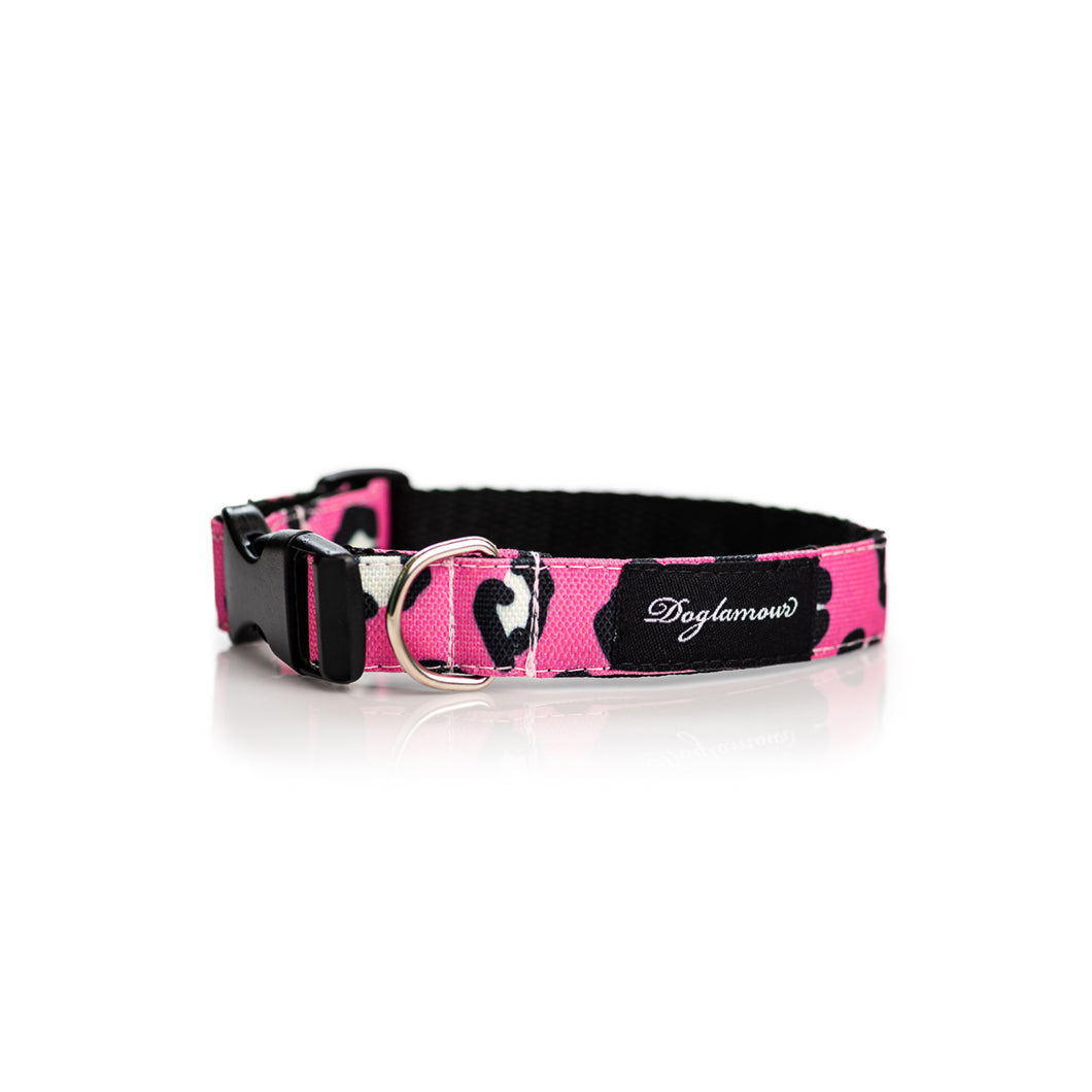 collar perro animal print rosado