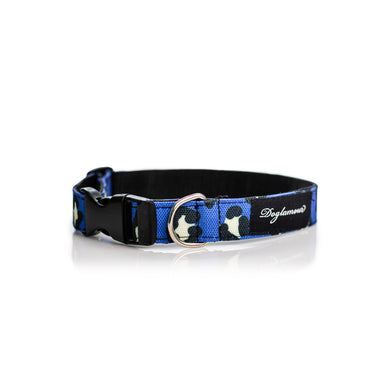 collar perro animal print azul