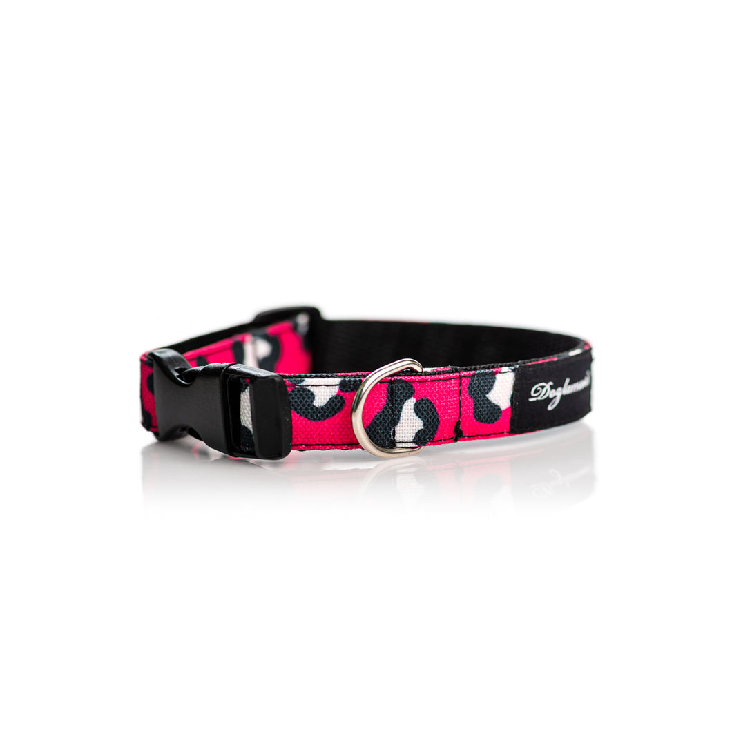 collar perro animal print fucsia